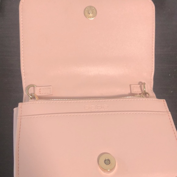 EUC [bebe] Sophia Small Crossbody Bag in Baby Pink w/ Gold/Pink Chain - Picture 8 of 11